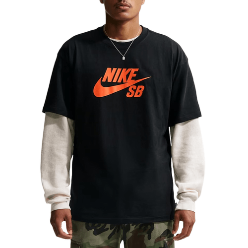 Camiseta Masculina Nike SB Logo Preto Laranja PRETO-CV7539-014- -1-